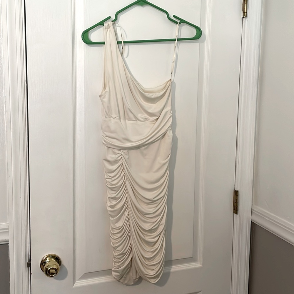 White Ruched Cocktail Dress
